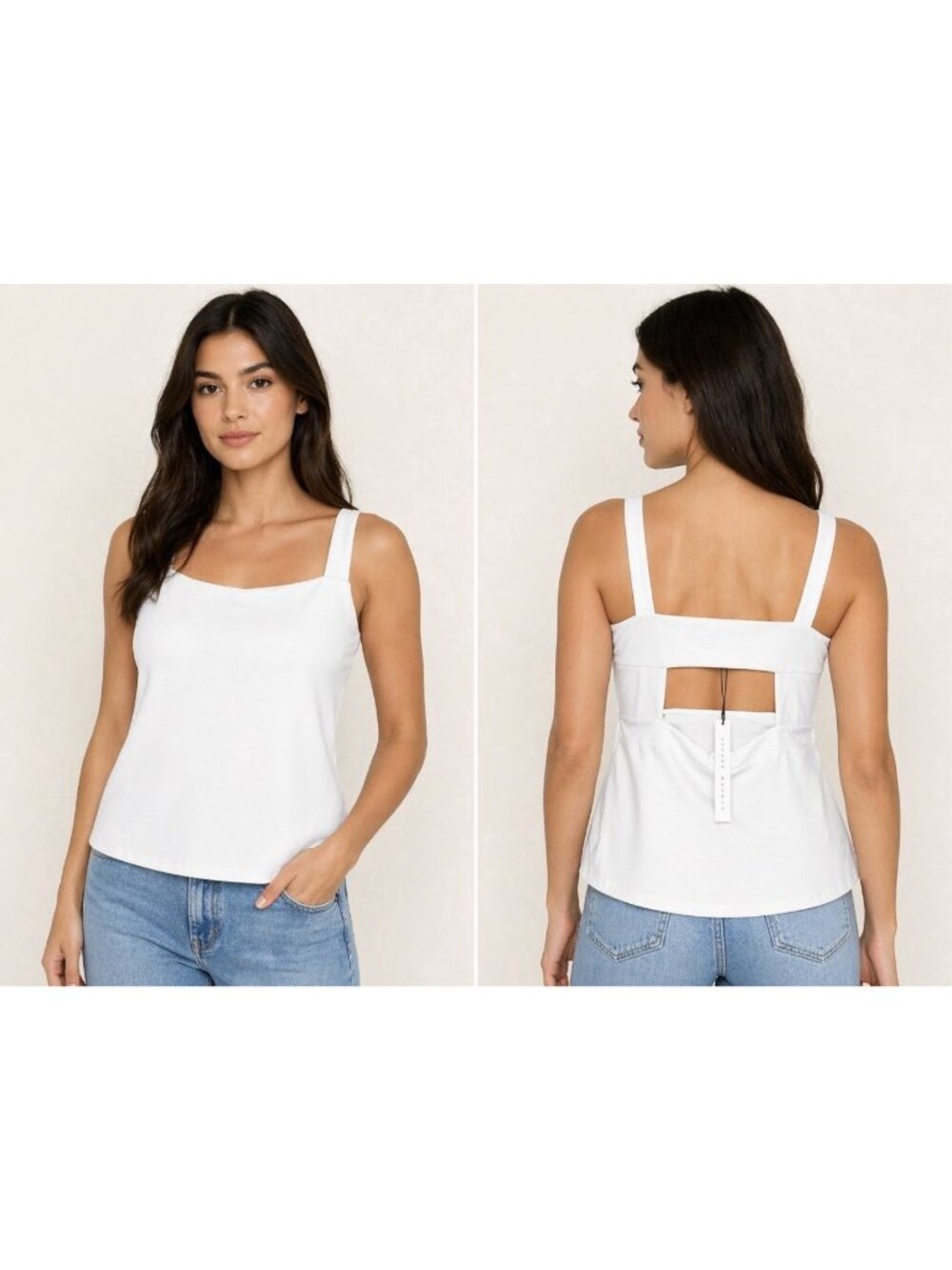 Susana Monaco Sleeveless Tank Top Cut Out Back Sugar White XL NWT